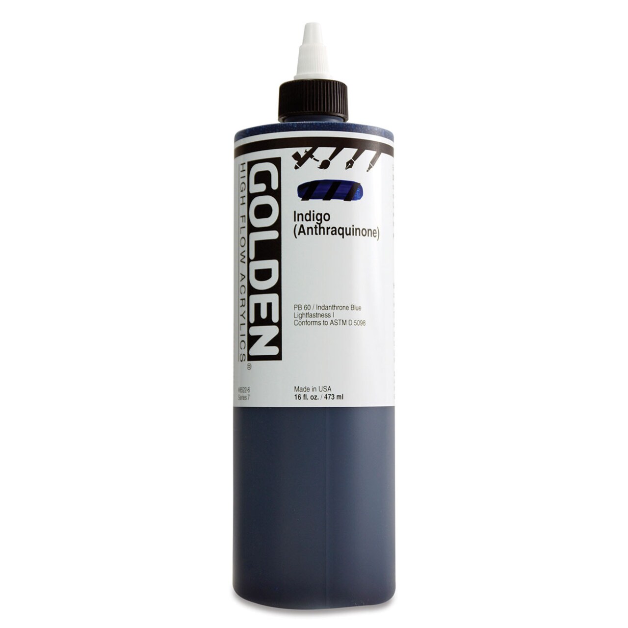 Golden High Flow Acrylics - Anthraquinone Blue (Indigo), 16 oz bottle